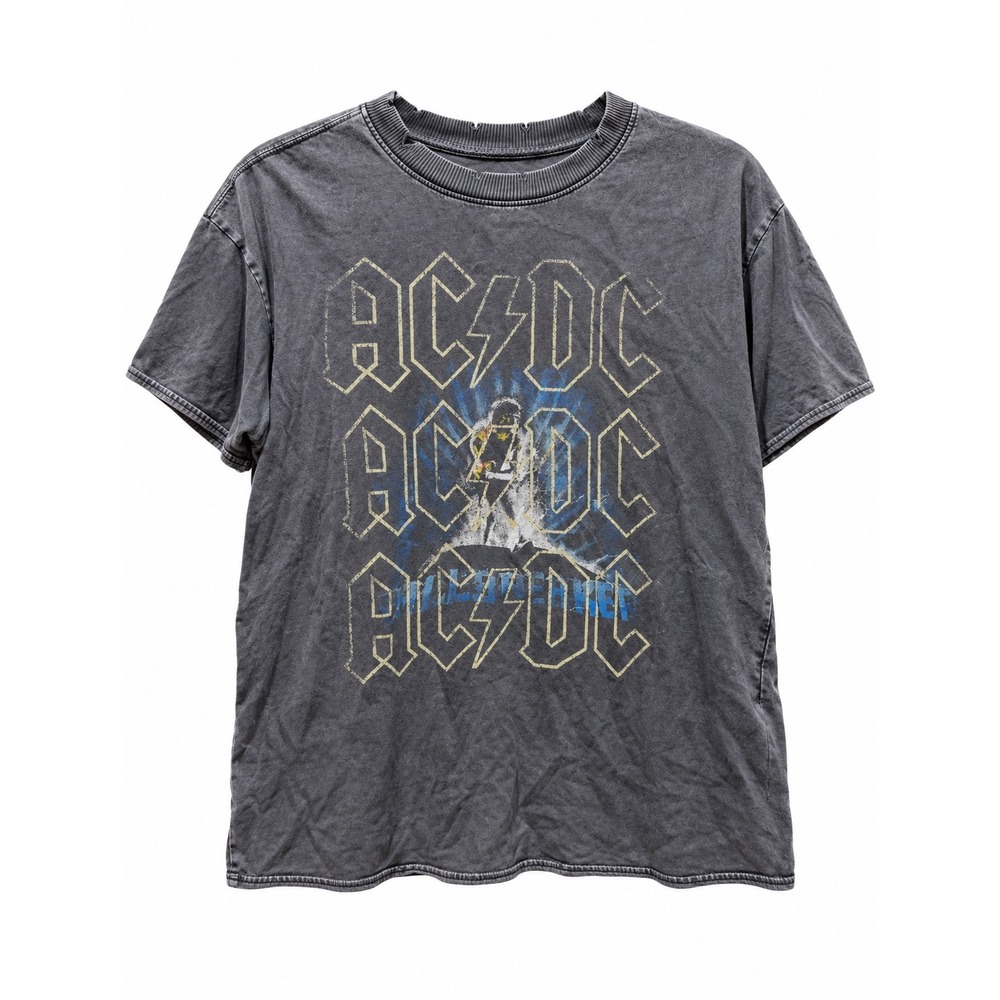 ACDC Ballbreaker World Tour 1996 Graphic Tee Charcoal Gray Distressed Shirt VTG